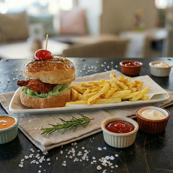 Çıtır Tavuk Burger Menü (Patates + İçecek)