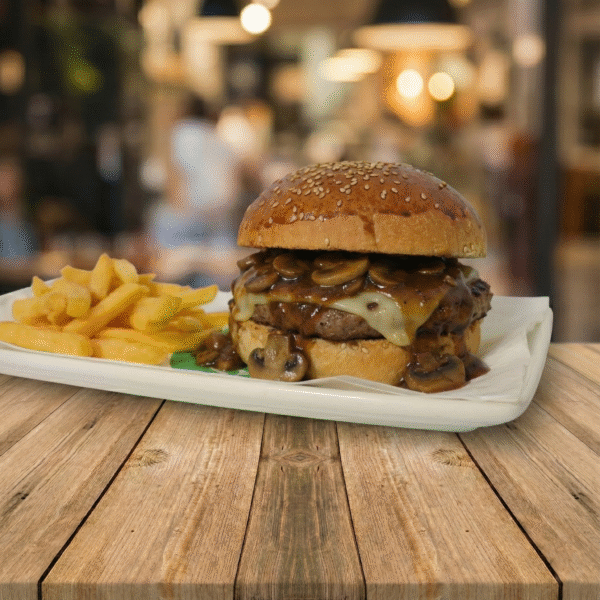 Mushroom Burger Menü (Patates + İçecek)
