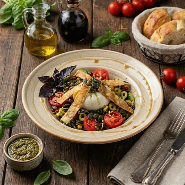 Pesto Soslu Burrata Salata